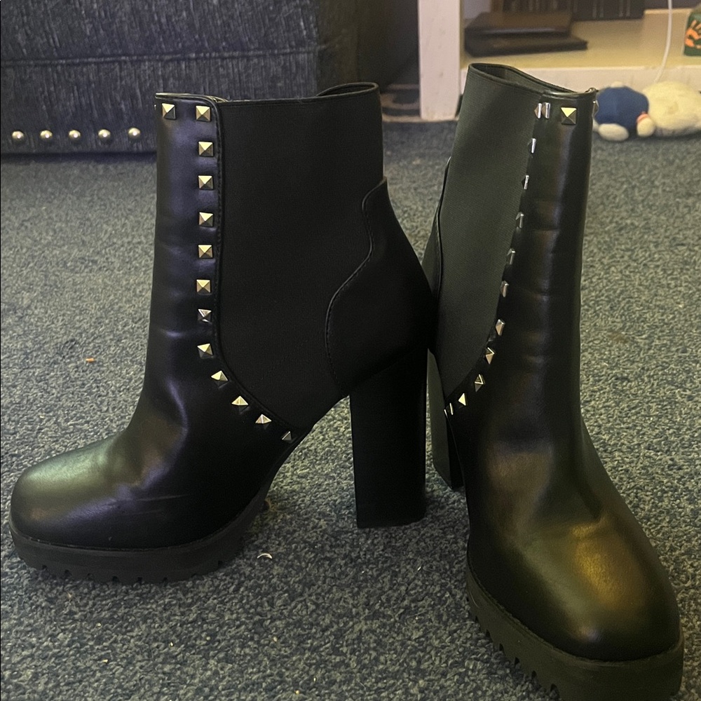 Steve Madden Black Ankle Boots with Silver Studs